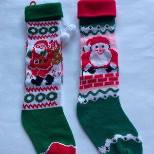 Vintage  Knit Santa Stockings(2)